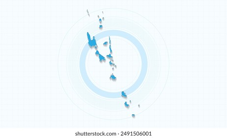 Blue Map of Vanuatu, Vanuatu map with borders of the states, country high detailed illustration map.