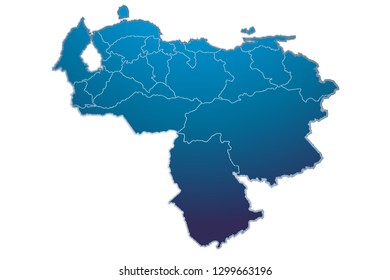 Blue map of Venezuela.