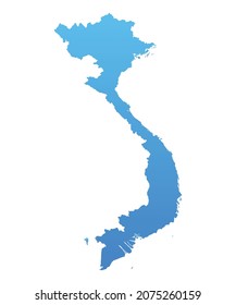 Mapa azul de Vietnam.Ilustración vectorial para proyectos de infografía y marketing.