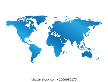 blue map of the world with gradient - vector