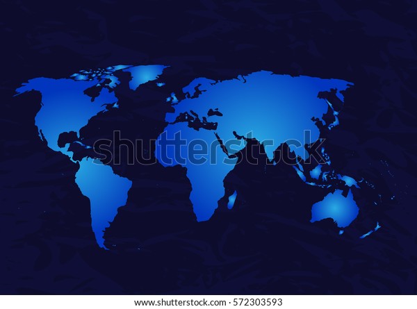 Blue Map World On Dark Background Stock Vector (Royalty Free) 572303593 ...