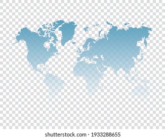blue map of world on transparent background
