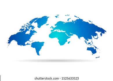 Blue map of world on white background. Vector illustration Eps 10. 