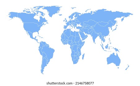 Blue map of the world. Vector illustration.