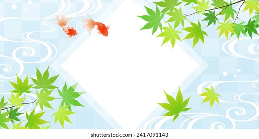 Blue maple and goldfish summer banner frame (2:1)