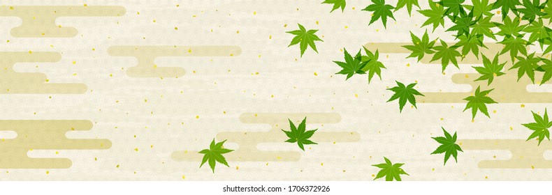 Blue maple and Japanese style cloud background