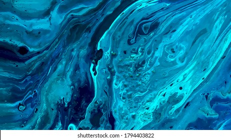 Blue Marble  Abstract Background Texture. Indigo Ocean Blue Marbling. Fluid Painting. Vector Illustration