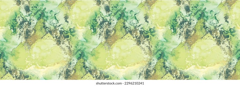 Blue Marble Background. Vector Seamless Glitter. Foil Oriental Watercolor. Green Art Paint. Marble Gold Alcohol Ink. Metal Water Color Background. Luxury Vector Ink Marble. Modern Seamless Painting.