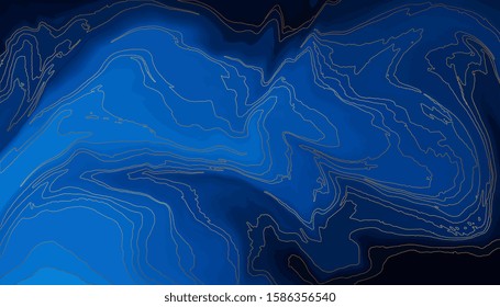 Blue marble and gold abstract background texture vector. Indigo ocean blue marbling with natural luxury style swirls of marble and gold line design for invite background and wallpaper	