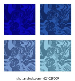 Blue marble texture set. Marble stone to use as decorative element, seamless pattern. Vector illustration
