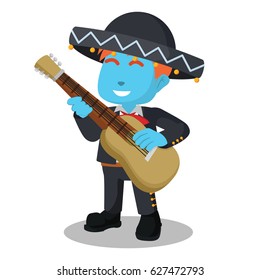 blue mariachi playing guitar