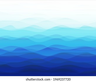 Blue Marine Background With Line With Gradient Mesh, Vector Illustration