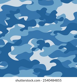 blue marine camouflage pattern, repeat texture, stylish seamless background