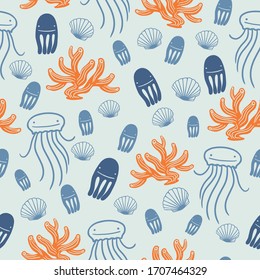 Blue Marine Fun Kids Pattern