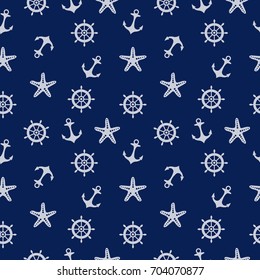 Blue Marine Pattern, Vector Illustration