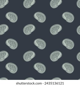 Blue marine shells seamless pattern retro style flat design