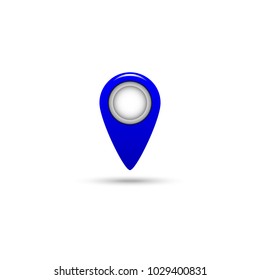blue mark on a map on a white background