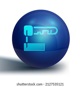 Blue Marked key icon isolated on white background. Blue circle button. Vector Illustration