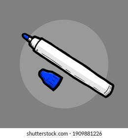 blue marker pen cartoon illustration vector