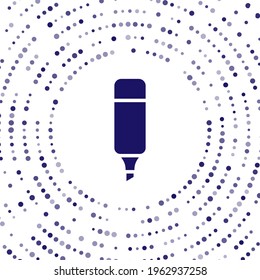 Icono de la pluma del marcador azul aislado en fondo blanco. Resumen de puntos aleatorios de círculo. Ilustración vectorial