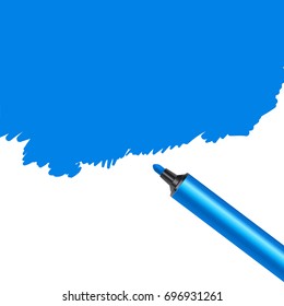 Blue marker pen spot isolated on a white background. Scribble stain artistic artwork.