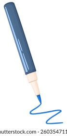 Blue Marker for Sketching and Study. Drawing tools. Vector.