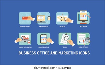 Blue Marketing Icons Stock Vector (Royalty Free) 414689188 | Shutterstock