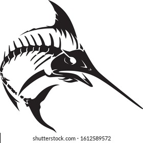 Blue Marlin Fish, Bone Tattoo Silhouette