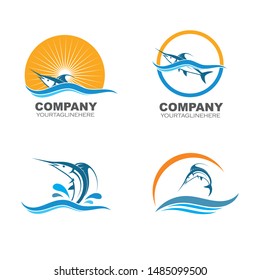 Blue Marlin Fish Icon Logo Illustration Vector