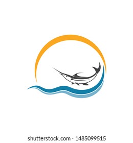 blue marlin fish icon logo illustration vector