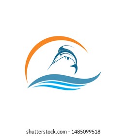 blue marlin fish icon logo illustration vector