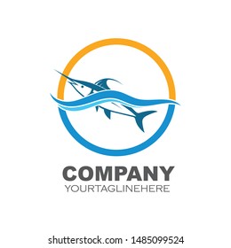 blue marlin fish icon logo illustration vector