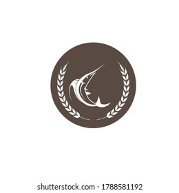 blue marlin fish icon logo illustration vector