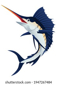 Blue Marlin fish isolated on white background.Graphic vector