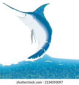 Blue Marlin Fish Jumping Vector