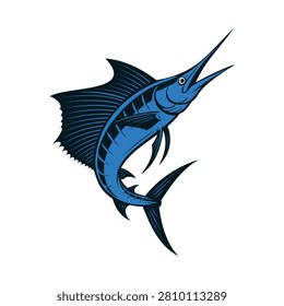 Blue marlin fish swimming in ocean water large tropical predator seafood wild animal