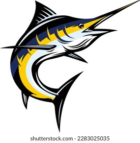 Pescado de marlín azul, peces oceánicos, peces marlin con acentos amarillos