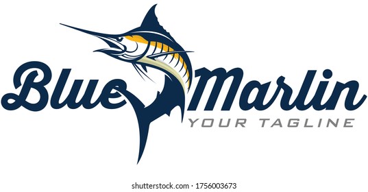 Blue Marlin Fishing Logo Template. Great for Blue marlin fishing Activity.