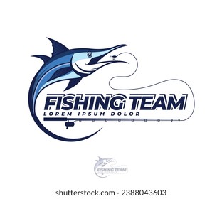 Blue Marlin fishing mascot, marlin fish or sword fish illustration, marlin fish icon, fishing team design