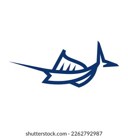 Logo de Blue Marlin. Plantilla de logotipo de Marlin azul moderno, fresco y único. Excelente para usar como logo de su evento de actividad pesquera en alta mar.