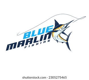 Logo de Blue Marlin, plantilla de logotipo de Marlin Azul único e impresionante