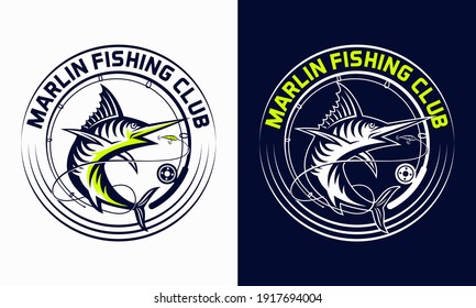  Blue Marlin  Logo. Unique and fresh Blue marlin Vector  logo template. great to use to your blue marlin fishing activity.
