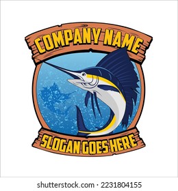 Blue Marlin Logo. Unique and fresh Blue marlin Vector and logo template. great to use to your blue marlin fishing activity.