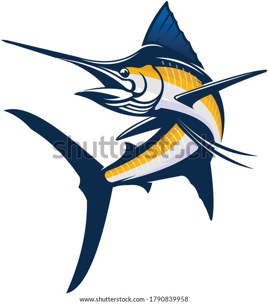 Blue Marlin Logo. Unique and fresh Blue marlin Vector\
& logo template. great to use to your blue marlin fishing\
activity. 