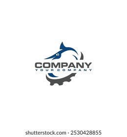Blue Marlin Repair Logo Icon vector