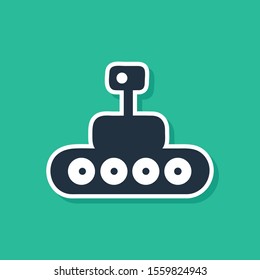 Blue Mars rover icon isolated on green background. Space rover. Moonwalker sign. Apparatus for studying planets surface.  Vector Illustration