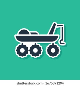 Blaue Mars-Rover-Symbol einzeln auf grünem Hintergrund. Weltraumruder. Mondschalker-Schild. Apparate zum Studium der Planetenoberfläche. Vektorillustration-Illustration