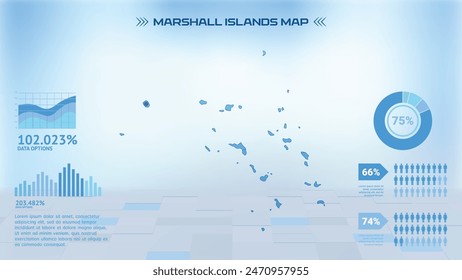 Blue Marshall Islands Map with States, Political Marshall Islands infographic map vector illustration