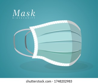 Blue mask design of Medical care and covid 19 virus theme Vector illustration