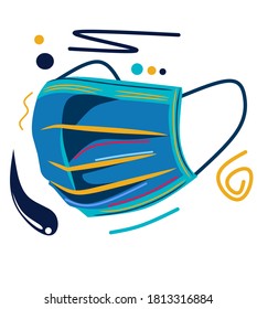 Blauer Maske-Doodvektor für Design